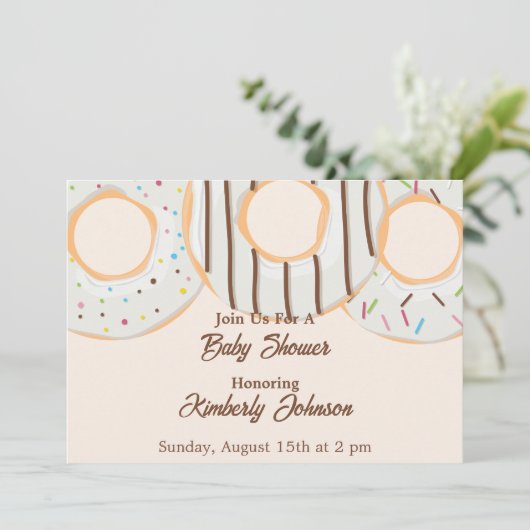 Witte Donut Delight Baby Shower Kaart (Staand voorkant)