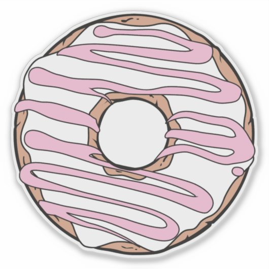 Witte donut, donut, chocolade, vorst, ijs sticker (Voorkant)