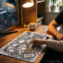 Witte Doodle Art Gaming Iconen