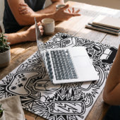 Witte Doodle Gaming Icons Muismat