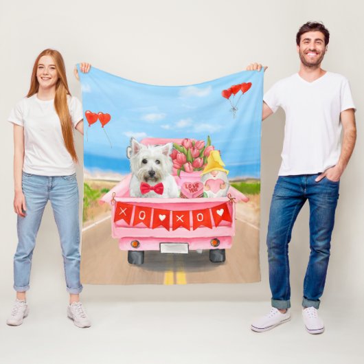 Witte doodsbange Valentijnsdag West-hoogland Fleece Deken (In situ)