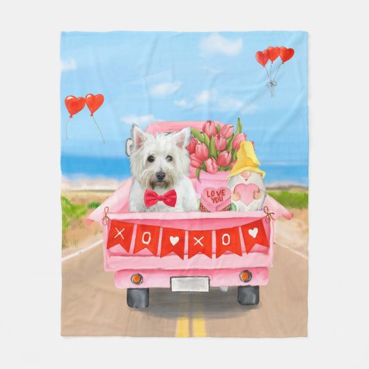 Witte doodsbange Valentijnsdag West-hoogland Fleece Deken (Voorkant)