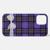 Witte doorzichtige strik op tartan paarse ruit Case-Mate iPhone case (Achterkant (horizontaal))