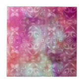  witte dop op roze Waterverf Tegeltje (Voorkant)