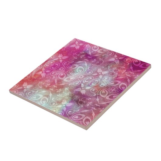 witte dop op roze Waterverf Tegeltje (Zijkant)