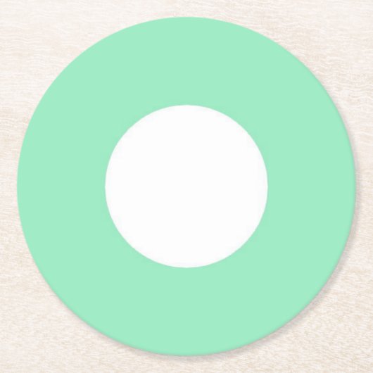 Witte Dot Modern Elegant Blank Mint Groene Sjabloo Ronde Kartonnen Onderzetter (Voorkant)