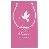 Witte dove bruiloft bedankt je persoonlijke cadeau klein cadeauzakje (Achterkant)