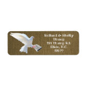 WITTE DOVE HOLDING BIBLE ETIKET (Voorkant)