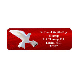 WITTE DOVE HOLDING BIBLE ETIKET