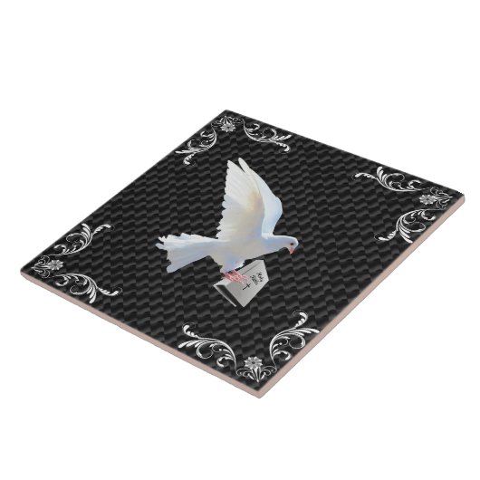 WITTE DOVE HOLDING BIBLE TEGELTJE (Zijkant)
