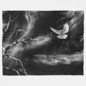WITTE DOVE IN GRAY SKIES FLEECE DEKEN (Voorkant (Horizontaal))