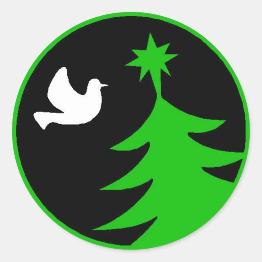 Witte Dove of Peace Groene Kerstboom Stickers (Voorkant)
