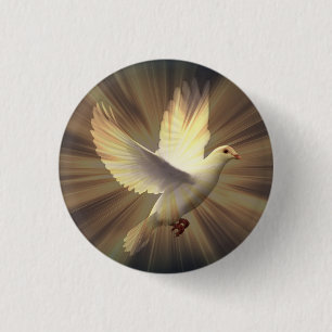 Witte Dove of Peace. Ronde Button 3,2 Cm