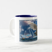 Witte Dove of Peace Tweekleurige Koffiemok (Voorkant links)