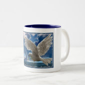 Witte Dove of Peace Tweekleurige Koffiemok (Voorkant rechts)