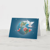 Witte dove op aarde, met vreugde feestdagen kaart (Voorkant)