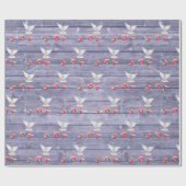 Witte dove op Paars houten verpakkingspapier Cadeaupapier (Vlak)