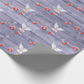 Witte dove op Paars houten verpakkingspapier Cadeaupapier (Hoek)