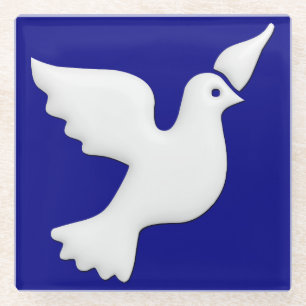 Witte dove recht glazen onderzetter