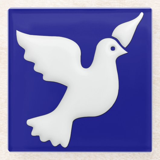 Witte dove recht glazen onderzetter (Voorkant)
