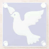 Witte dove recht glazen onderzetter (Achterkant)