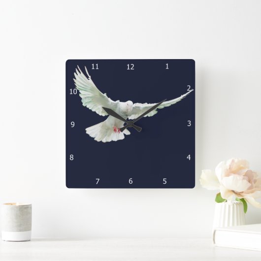 WITTE DOVE VIERKANTE KLOK (Huis)