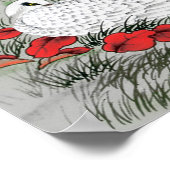 witte doven en rode bladeren op grijs poster (Hoek)