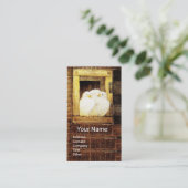 WITTE DOVES IN BOERDERIJ VENSTER Geel bruin Visitekaartje (Staand voorkant)