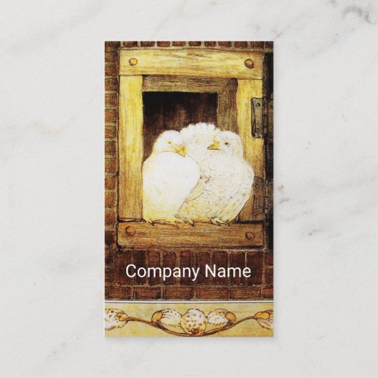 WITTE DOVES IN BOERDERIJ VENSTER Geel bruin Visitekaartje (Achterkant)