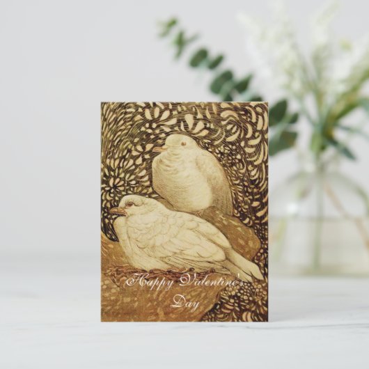 WITTE DOVES IN BROWN SEPIA FEESTDAGENKAART (Staand voorkant)