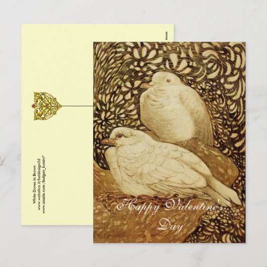 WITTE DOVES IN BROWN SEPIA FEESTDAGENKAART (Voorkant / Achterkant)