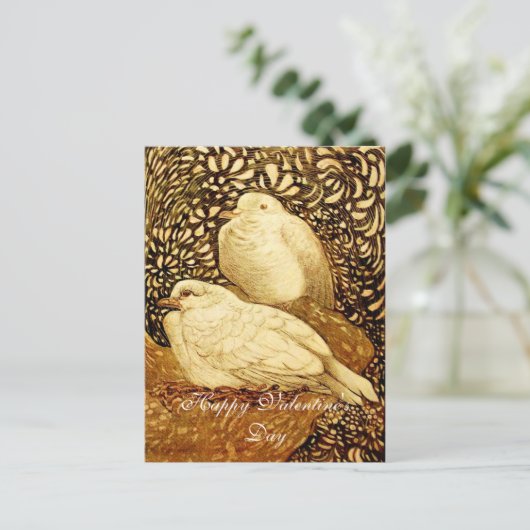 WITTE DOVES IN BROWN SEPIA FEESTDAGENKAART (Staand voorkant)