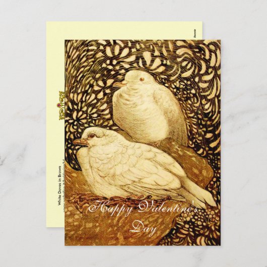 WITTE DOVES IN BROWN SEPIA FEESTDAGENKAART (Voorkant / Achterkant)