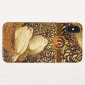 WITTE DOVES IN BROWN SEPIA,GEM STONE MONOGRAM Case-Mate iPhone CASE (Achterkant (horizontaal))