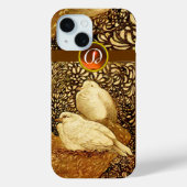 WITTE DOVES IN BROWN SEPIA,GEM STONE MONOGRAM Case-Mate iPhone CASE (Achterkant)