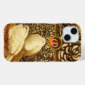 WITTE DOVES IN BROWN SEPIA,GEM STONE MONOGRAM Case-Mate iPhone CASE (Achterkant (horizontaal))