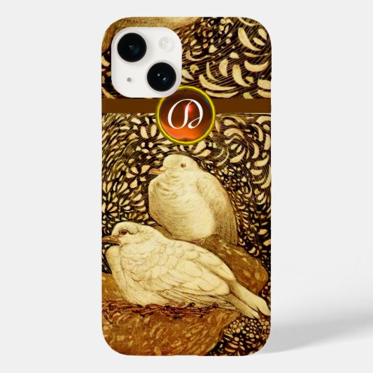 WITTE DOVES IN BROWN SEPIA,GEM STONE MONOGRAM Case-Mate iPhone CASE (Achterkant)
