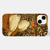 WITTE DOVES IN BROWN SEPIA,GEM STONE MONOGRAM Case-Mate iPhone CASE (Achterkant (horizontaal))