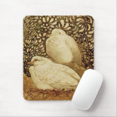 WITTE DOVES IN BROWN SEPIA MUISMAT (Met muis)