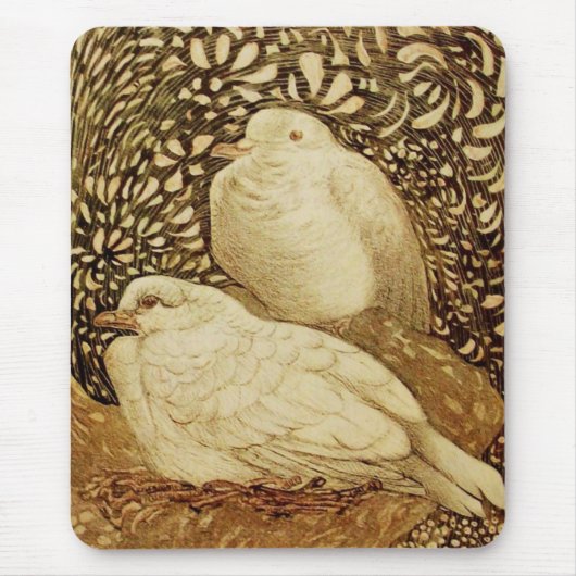 WITTE DOVES IN BROWN SEPIA MUISMAT (Voorkant)
