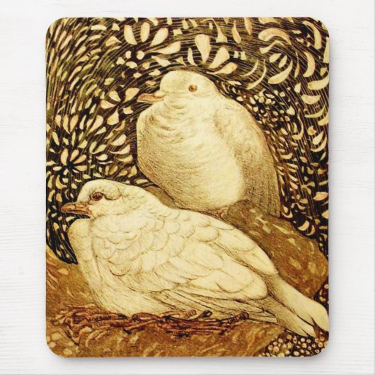 WITTE DOVES IN BROWN SEPIA MUISMAT (Voorkant)