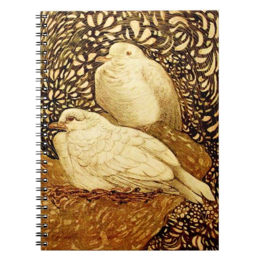 WITTE DOVES IN BROWN SEPIA NOTITIEBOEK (Voorkant)