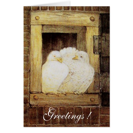 WITTE DOVES IN HET VENSTER, antiek bruin geel (Voorkant)