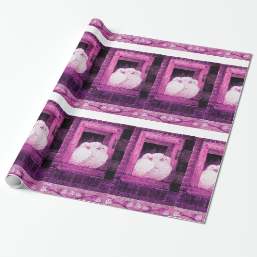 WITTE DOVES IN HET VENSTER CADEAUPAPIER (Uitgerold)