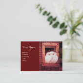 WITTE DOVES IN HET VENSTER,monogram rood bruin Visitekaartje (Staand voorkant)