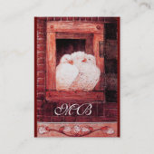 WITTE DOVES IN HET VENSTER,monogram rood bruin Visitekaartje (Achterkant)