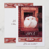 WITTE DOVES IN HET VENSTER, rood, metallisch ijs Kaart (Voorkant / Achterkant)