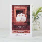 WITTE DOVES IN HET VENSTER, rood, metallisch ijs Kaart (Staand voorkant)