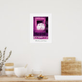 WITTE DOVES IN HET VENSTER, roze paarse violet Poster (Keuken)