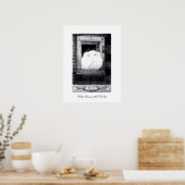 WITTE DOVES IN HET VENSTER, zwart-wit Poster (Keuken)